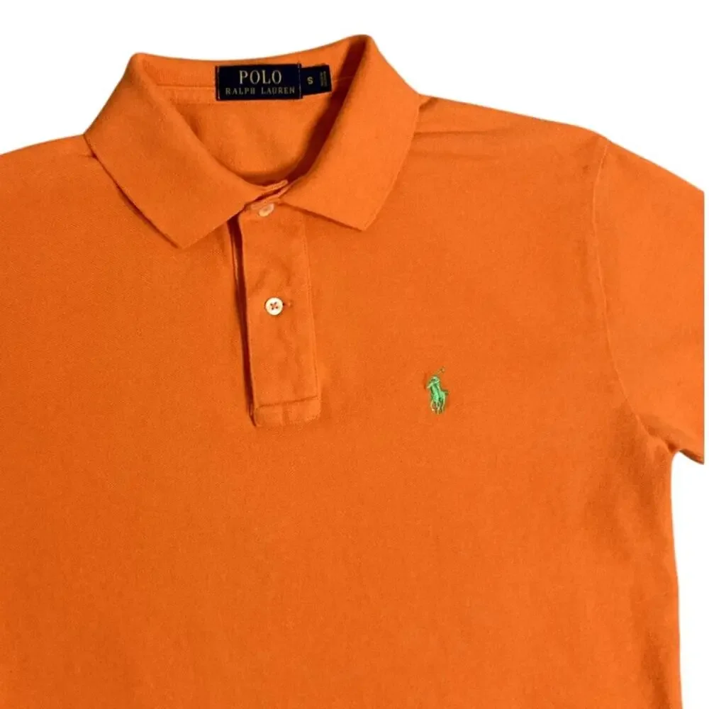 Polo Ralph Lauren Knit Polo Men's Small Orange Casual Preppy‎ Beach Luxury Pony